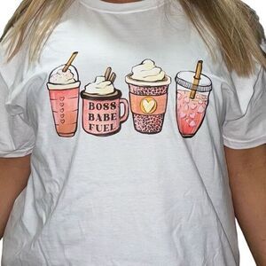 Handmade💋 Womans iced coffee tee shirt “Boss babe fuel”